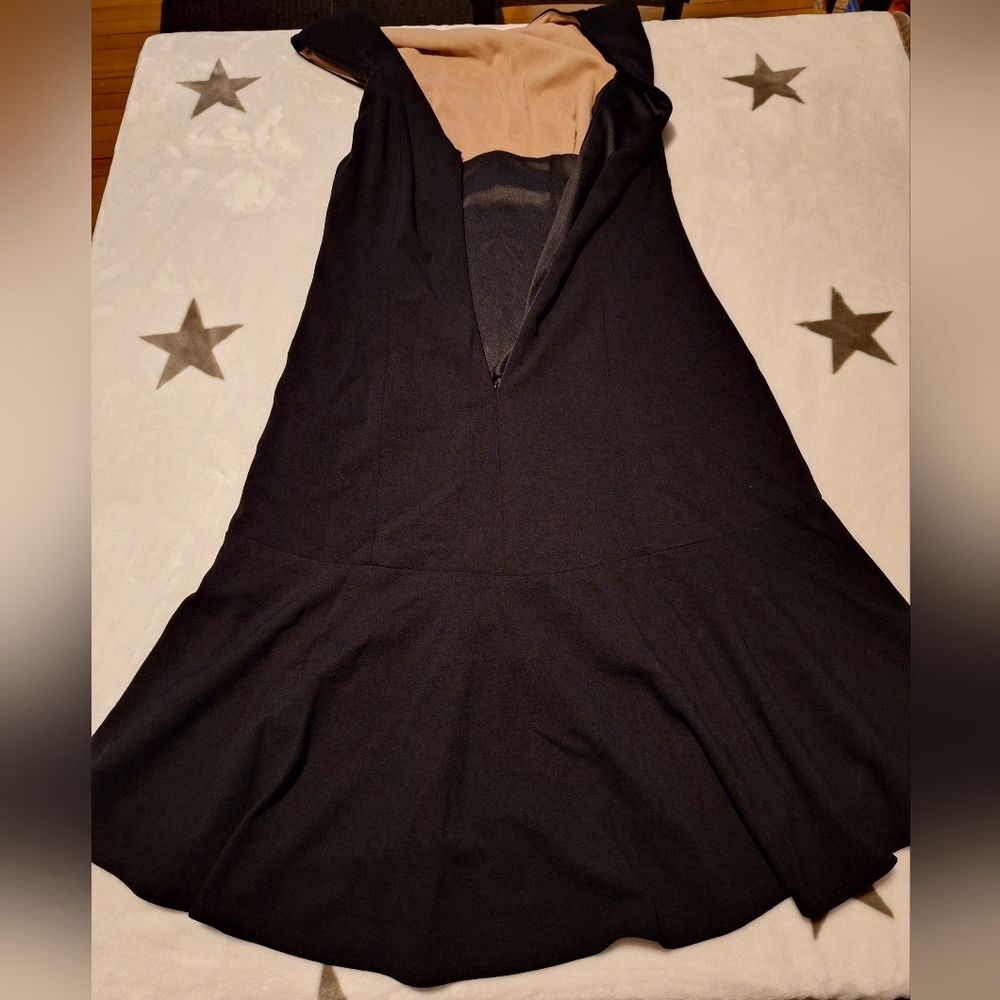 Cache Laser Cut Sheath Dress Womens 6 Black Tan Sleeveless Party Formal - Picture 4 of 12